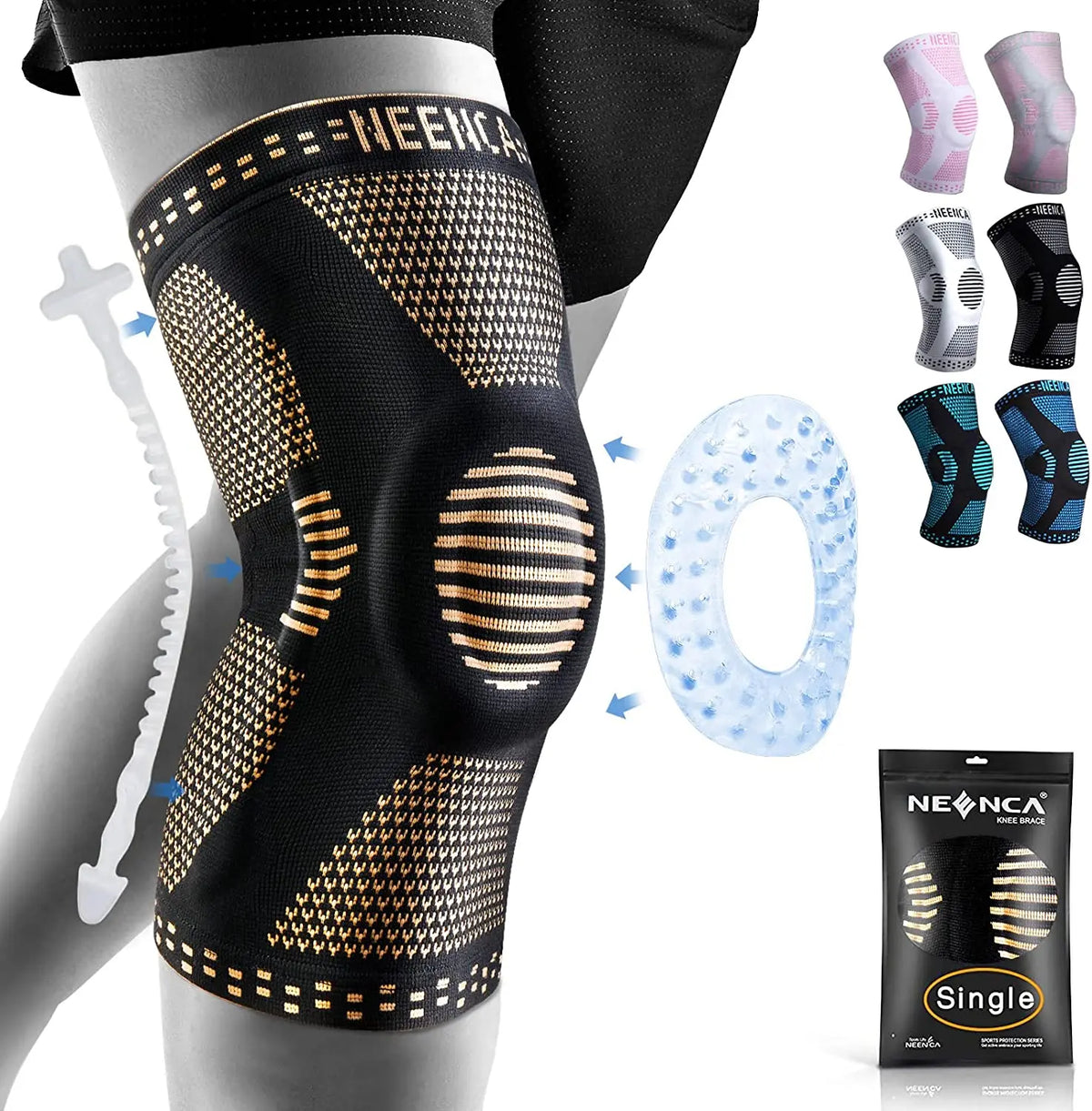 Genouillère de compression à fibres de cuivre